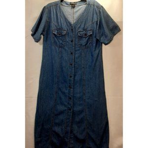 Nick & Sarah Women  Sz L Denim Blue Jean Dress Medium Wash, pockets, side slits,